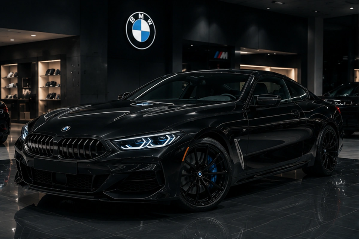 Black BMW M850Xi luxury performance car rental in Bucharest Romania