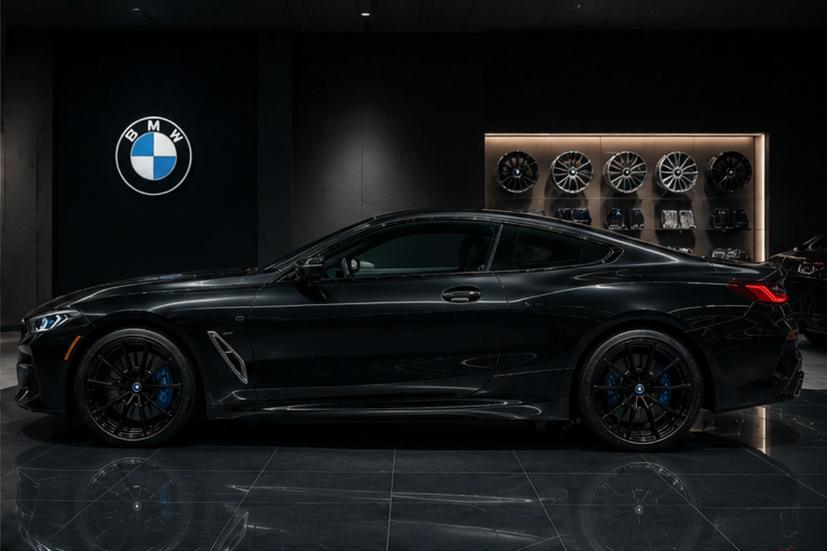 BMW M850Xi side view luxury performance car rental in Bucharest Romania