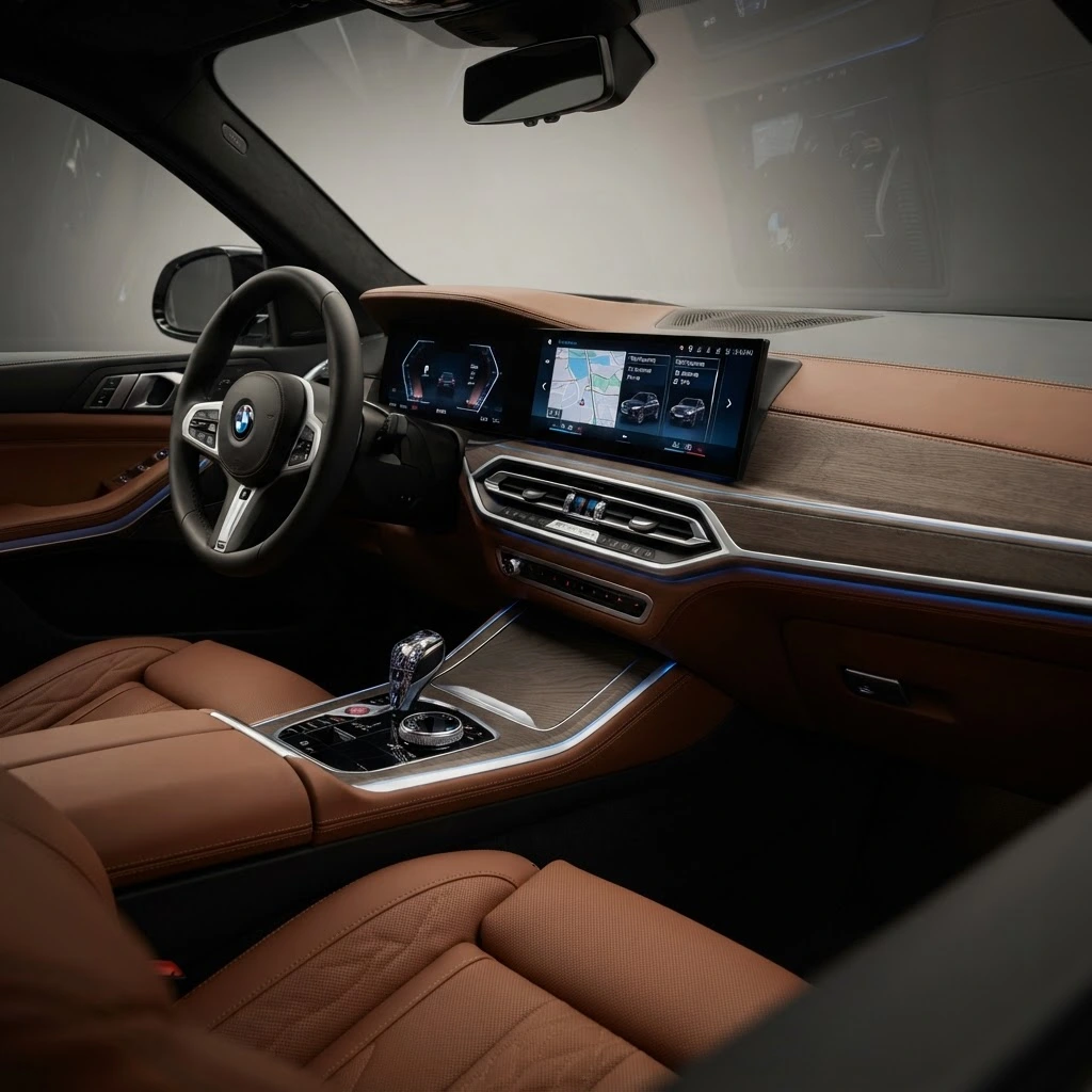 BMW X6 xDrive40i premium interior and digital cockpit available for luxury SUV rental in Bucharest Romania
